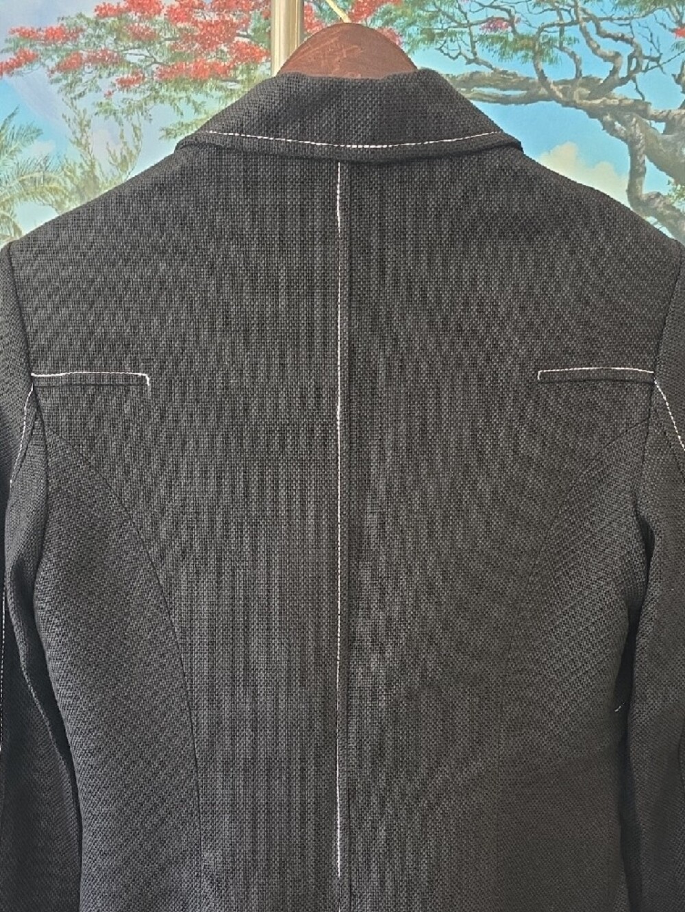 Philippe Adec Black Blazer with White Contrast Stitching - Picture 5 of 7